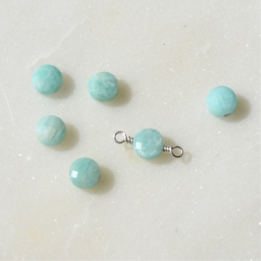 Amazonite 6mm Checker Faceted Coin Connector