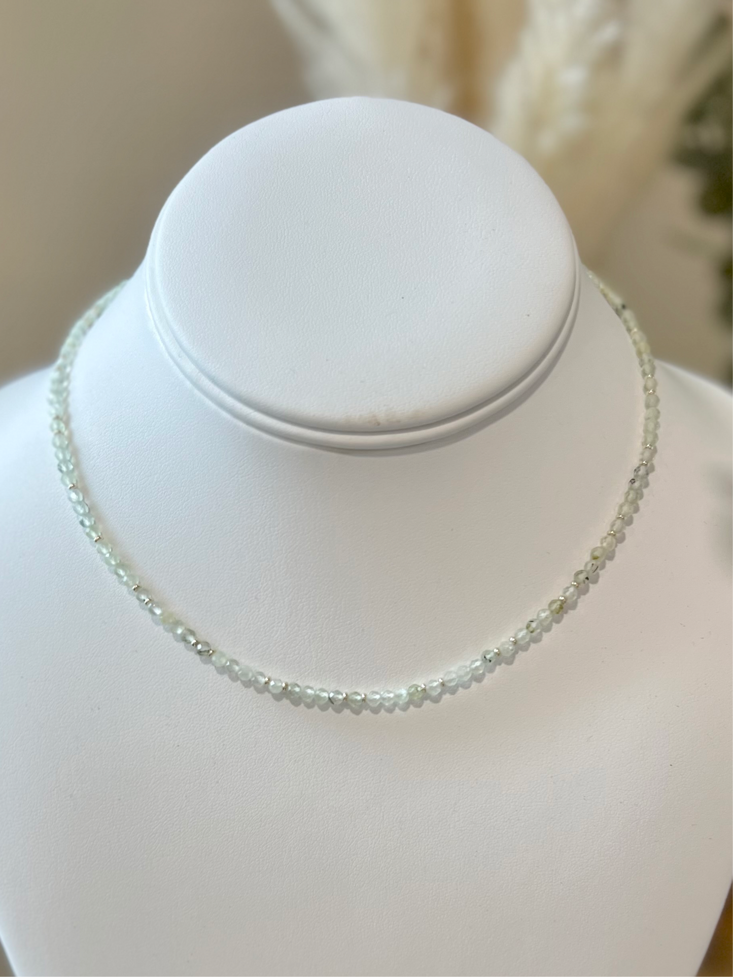 Prehnite Microfacet Necklace