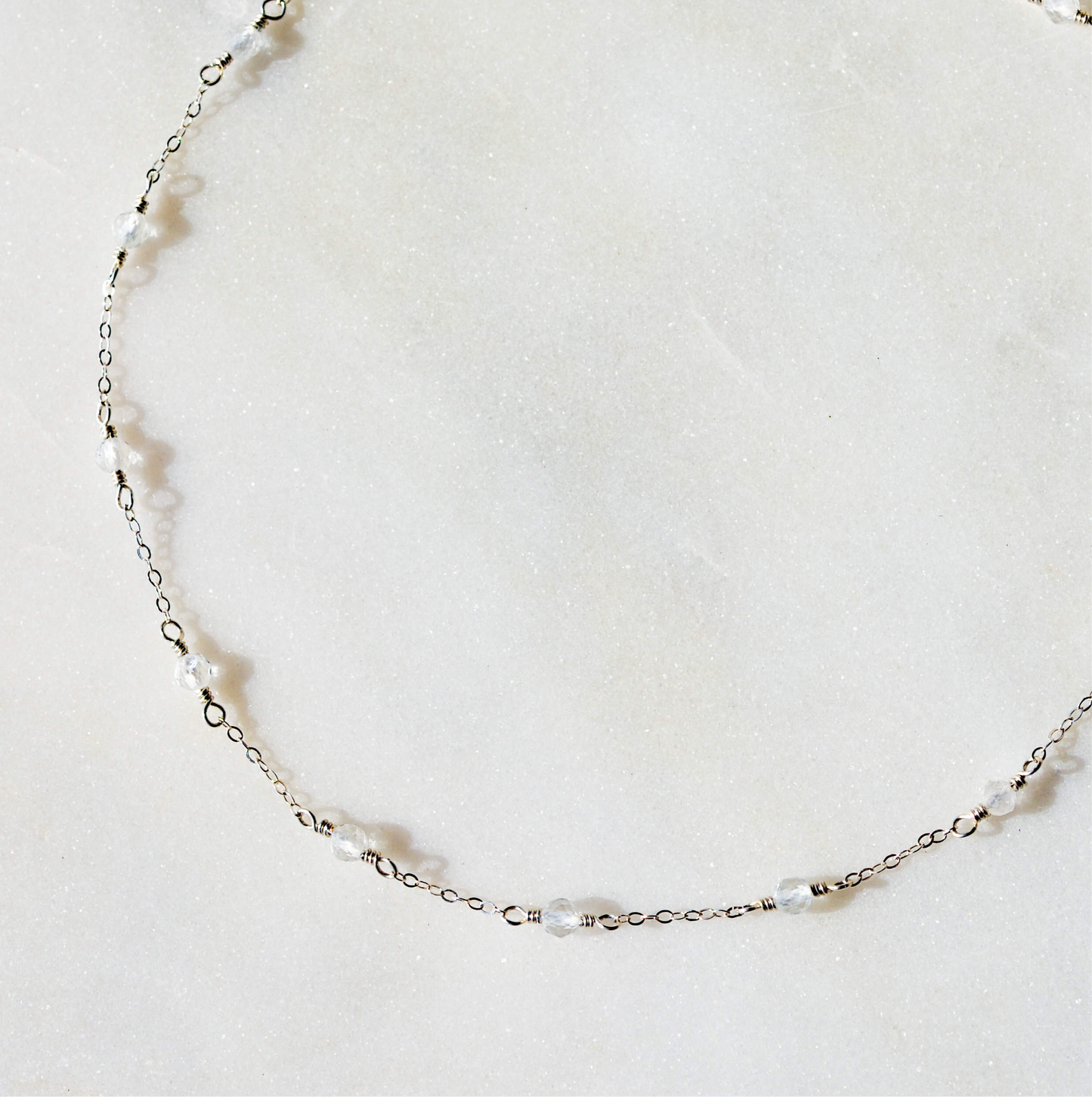 Topaz Beaded Chain Necklace, December Birthstone