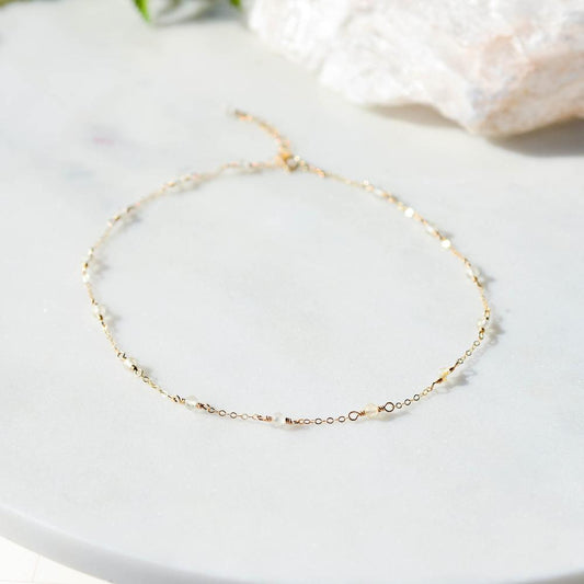 Citrine Beaded Chain Necklace, November Birthstone