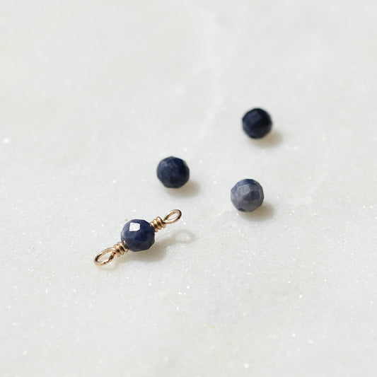 Sapphire 4mm Faceted Gemstone Connector, September Birthstone