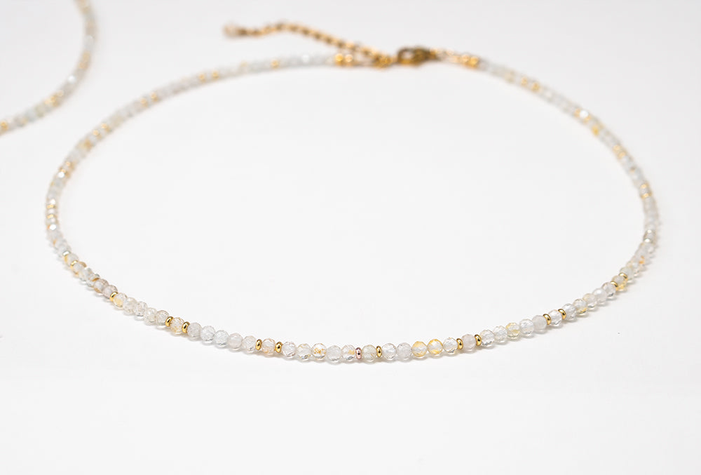 Golden Dendritic Topaz Microfacet Necklace