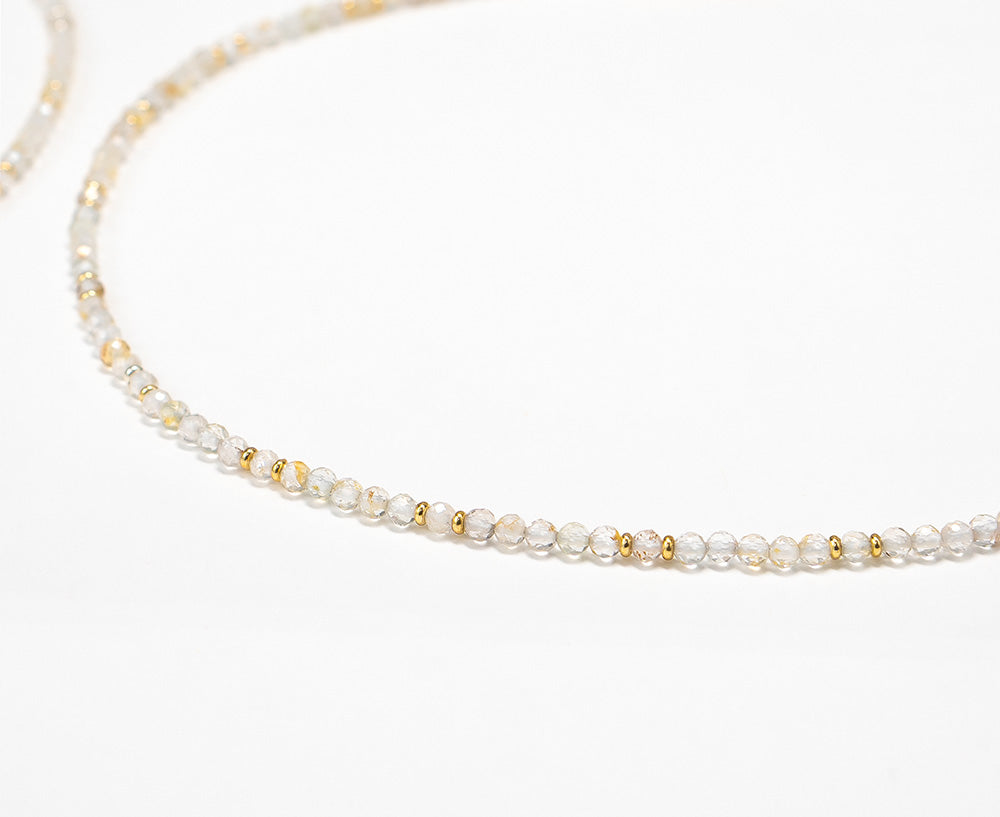 Golden Dendritic Topaz Microfacet Necklace