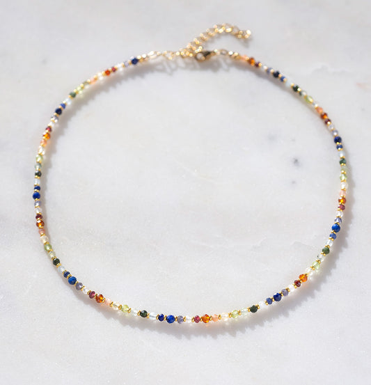 Rainbow Chakra Microfacet Necklace