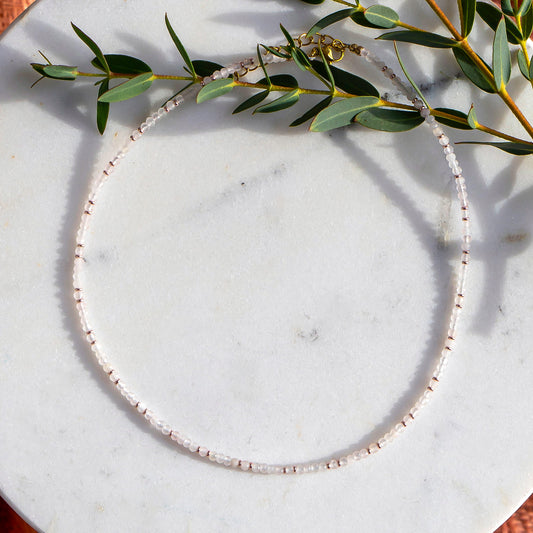 Rose Quartz Microfacet Necklace